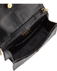 Tom Ford Small Zip Front Sequin Karung Crossbody Clutch Bag Black