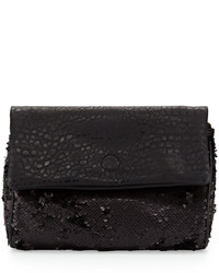 French Connection Spectrum Sequin Fold Over Clutch Black