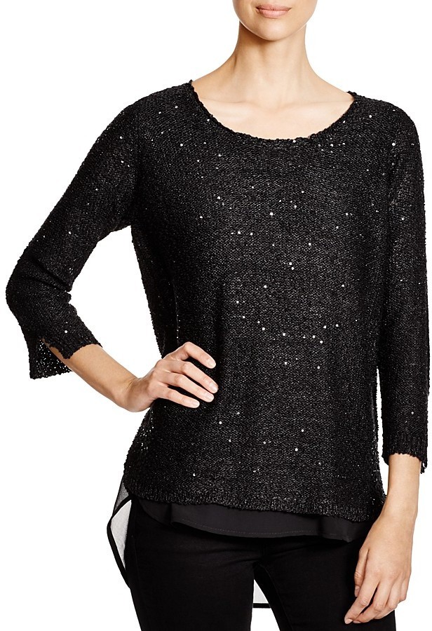 Sioni Mixed Media Sequin Sweater, $88 | Bloomingdale's | Lookastic