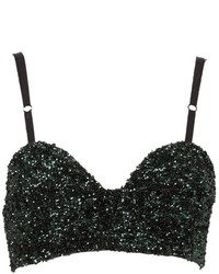 Black Sequin Cropped Top