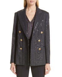 Black Sequin Double Breasted Blazer
