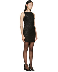 Saint Laurent Black Grid Sequin Dress