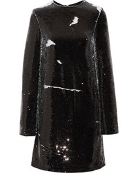 MSGM Sequined Crepe Mini Dress Black
