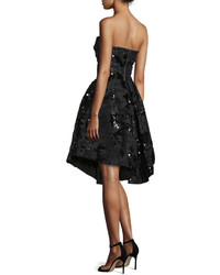 Milly Strapless Sequined Cocktail Dress Black