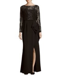 Carmen Marc Valvo Solid Sequined Gown