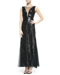 BCBGMAXAZRIA Evette Sleeveless Sequined Lace Gown