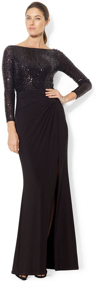 ralph lauren black long sleeve dress