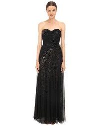 Marchesa Notte Sequin Gown W Draped Tulle Overlay Dress