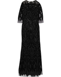 Marchesa Notte Velvet And Sequin Embellished Tulle Gown