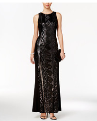 Adrianna Papell Petite Geo Sequined Gown