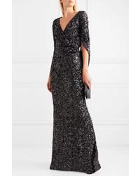 Talbot Runhof Rosin Cape Effect Sequined Crepe Gown