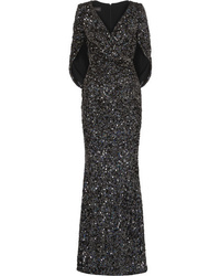 Talbot Runhof Rosin Cape Effect Sequined Crepe Gown