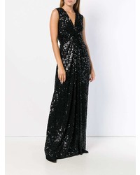 P.A.R.O.S.H. Ruched Sleeveless Sequin Gown