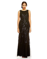 David Meister Sequin Embroidered A Line Gown