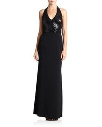 Laundry by Shelli Segal Sequin Top Halter Gown