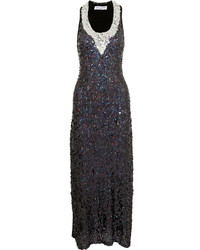 Sonia Rykiel Sequined Ribbed Jersey Gown Black