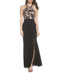 Morgan & Co. Sequined Stretch Knit Gown