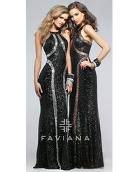 Faviana Shimmer Two Tone Sequin Prom Dress