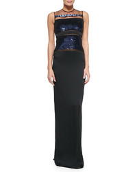 Pamella Roland Sleeveless Gown W Fish Scale Sequins