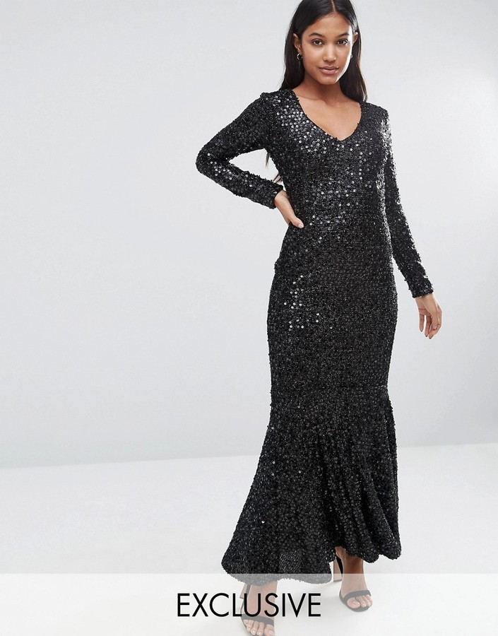 black sequin maxi