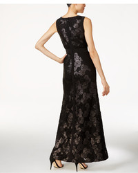 Calvin Klein V Neck Sequined Lace Gown