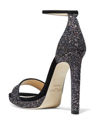 Jimmy Choo Misty 120 Glittered Leather And Suede Sandals