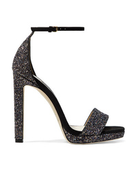 Jimmy Choo Misty 120 Glittered Leather And Suede Sandals