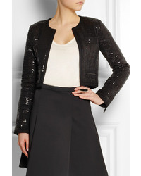 Karl Lagerfeld Harlow Cropped Quilted Sequined Jersey Jacket