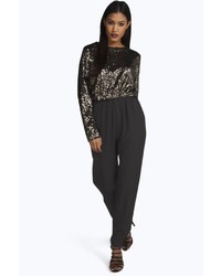 Boohoo Amerie Sequin Cowl Back Tailored Jumpsuit