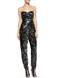 Milly Ava Sequined Strapless Jumpsuit