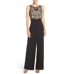 Adrianna Papell Embellished Mesh Jersey Jumpsuit