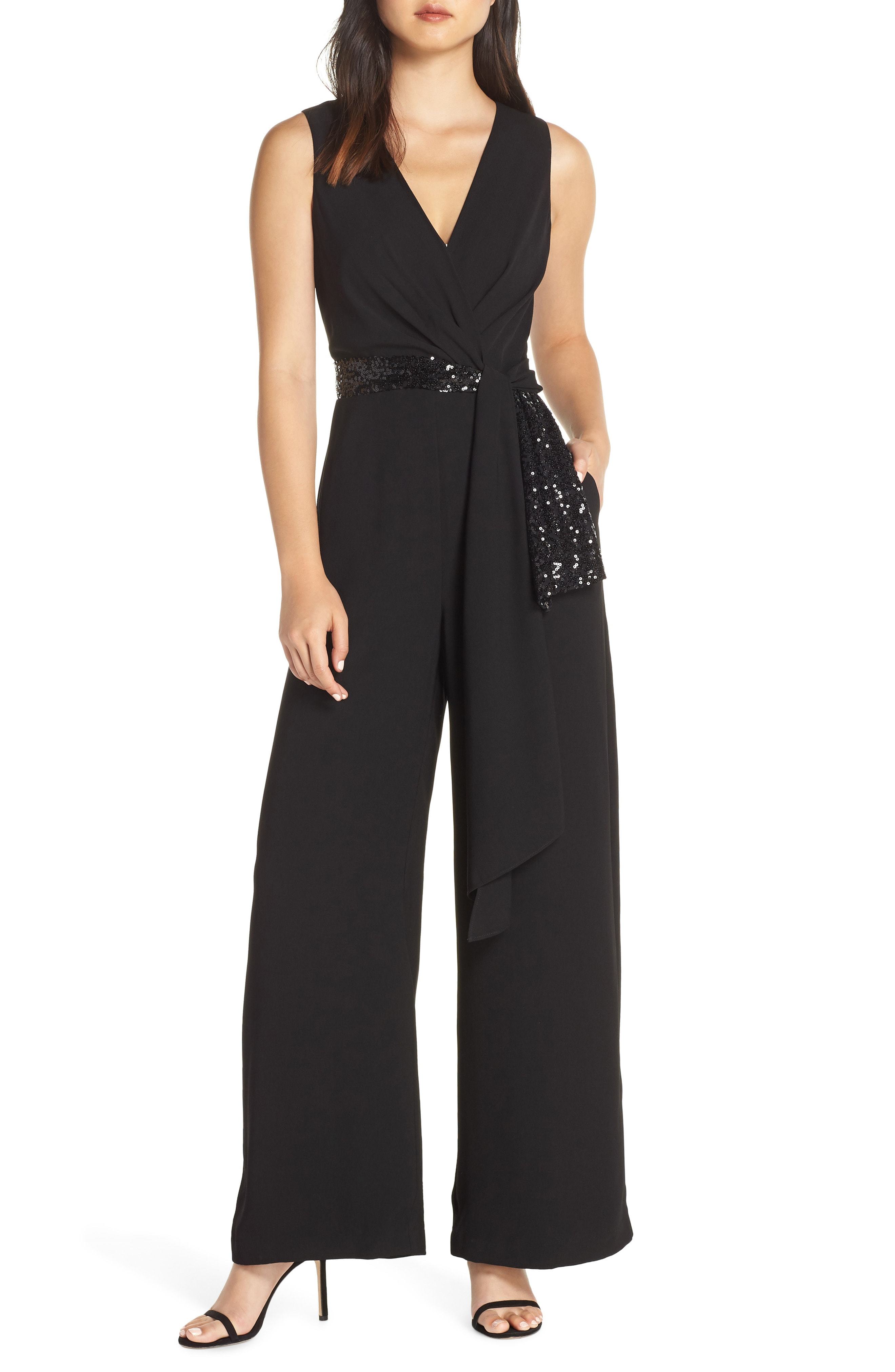 sequin wrap jumpsuit