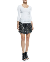 Chloe Oliver Beaded Sequined Patterned Mini Skirt