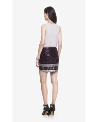 Express Rounded Hem Sequin Mini Skirt