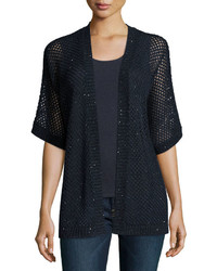 Neiman Marcus Cashmere Collection Open Weave Sequin Cashmere Cardigan