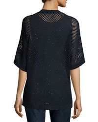 Neiman Marcus Cashmere Collection Open Weave Sequin Cashmere Cardigan