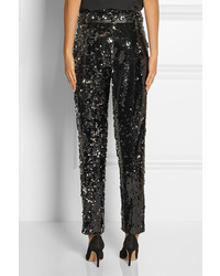 Milly Sequined Tulle Straight Leg Pants