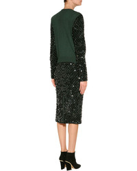 Cédric Charlier Sequined Wool Pencil Skirt