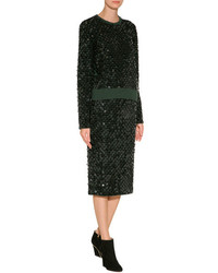 Cédric Charlier Sequined Wool Pencil Skirt