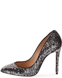 Christian Louboutin Pigalle Sequin Red Sole Pump Black