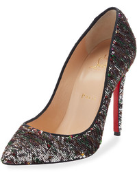 Christian Louboutin Pigalle Sequin Red Sole Pump Black