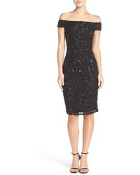 Adrianna Papell Off The Shoulder Sequin Sheath Dress