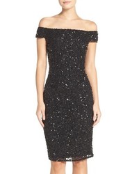 Adrianna Papell Off The Shoulder Sequin Sheath Dress