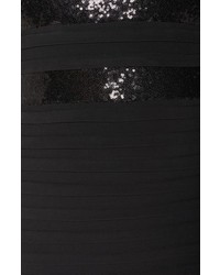 London Times Plus Size Illusion Sequin Detail Shutter Pleat Cocktail Dress