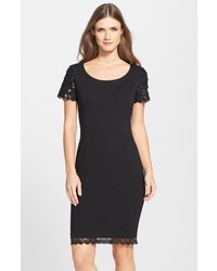 NUE by Shani Sequin Scalloped Ponte Sheath Dress