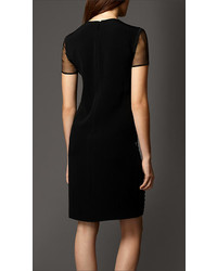 Burberry Embellished Silk Dress With Sheer Detail