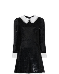 Ashish Sequinned Mini Dress With Contrasting Collar And Cuffs