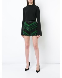 Sally Lapointe Sequin Knit Chevron Shorts