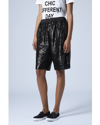Topshop Sequinned Longline Shorts