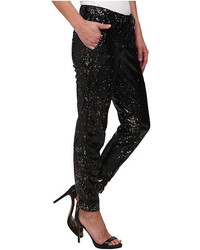 CJ by Cookie Johnson Prominent Ankle Trouser W Sequin Fabric In Blackbronze